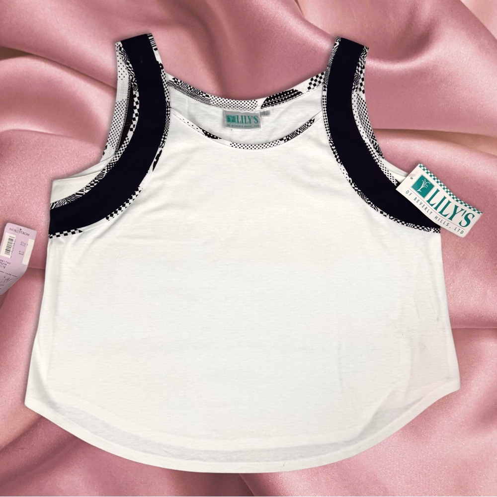NWT! Lily’s Of Beverly Hills Preppy Tennis Tank Top Navy White Size Large
